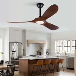 Plafondventilator met licht 52 inch - 3CCT kleurtemperatuur instelbaar - Stille DC-motor - Zes snelheden omkeerbaar - Drie massief houten bladen - Geschikt voor woonkamer en eetkamer — thumbnail 3