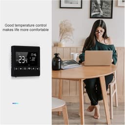 Slimme Thermostaat - Temperatuur Controller - Verwarming Regelen - App Bediening - 85 x 85 mm - Zwart Frame — thumbnail 4