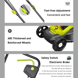Elektrische Grasmaaier - Accu Grasmaaier Zelfrijdend - Gazon Onderhouden - Borstelloze Motor - 33 cm Maaibreedte - Zwart — thumbnail 5