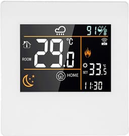 Slimme WiFi Thermostaat - Programmeerbare Regelaar - Energie Besparen - App & Spraak Bediening - 86x86mm - Wit — thumbnail 1