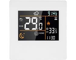 Slimme WiFi Thermostaat - Programmeerbare Regelaar - Energie Besparen - App & Spraak Bediening - 86x86mm - Wit