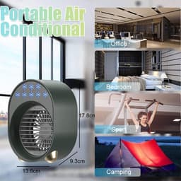 Oplaadbare USB-airco / Draagbare aircoventilator / Verdampingskoeler voor kantoor / Stille bureau-airco met verlichting in 7 kleuren & 3 snelheden / Luchtbevochtiger & vernevelaar voor thuis — thumbnail 3