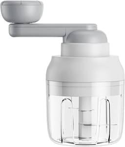 Handmatige Groentehakker - Keukenmachine Zwengel - Groenten Snijden - S-vormige Snijkop - 250 ml - Wit — thumbnail 1
