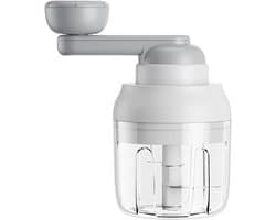 Handmatige Groentehakker - Keukenmachine Zwengel - Groenten Snijden - S-vormige Snijkop - 250 ml - Wit