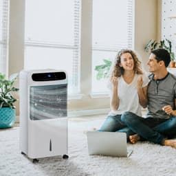 TEKROA® Mobiele Airco - 4-in-1 verdampingTEKROA® sluchtkoeler - Draagbare Airconditioner - 12L Watertank - voor 25-35 m² - met Afstandsbediening & 12-uurs Timer - Inclusief Wieltjes - Wit — thumbnail 3