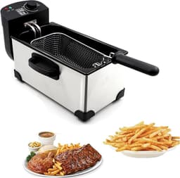 Elektrische Oliefriteuse - Friteuse met Mand - Thuis Frituren - Roestvrijstalen Mand - 35 Liter - Zilver — thumbnail 1