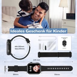 FOSMET 4G Smartwatch Kinderen - 2026 - GPS Horloge Kind met Telefoonfunctie - 1,83 Inch - SOS Knop & Videobellen - Dubbele Camera 3 MP - 1000mAh - Voor 4-12 Jaar - Voor Jongens en Meisjes - Android & iOS - Zwart — thumbnail 2