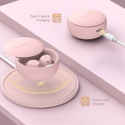 OneMelon Drops - draadloze oordopjes - Roze - kleine oordopjes - bluetooth 5.3 oortjes o.a. voor slapen - ANC en Transparency mode - ENC microfoon - touch bediening - usb-c - slaapoordopjes — thumbnail 3