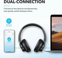 soundcore van Anker Q20i - Hoofdtelefoon met hybride actieve ruisonderdrukking - Bluetoothoordoppen - Speelduur van 40 u - Hi-Res Audio - Veel bas - Appinstellingen - Transparantiemodus - Ideaal voor op reis — thumbnail 3