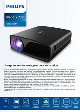 True Full HD NeoPix 730 projector - 1080p hoog contrast - beeldcorrecties - flexibele configuratie - stille ventilator - krachtig 2.1-geluidssysteem Beamer — thumbnail 3