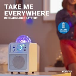 Karaoke set met microfoon - Vonyx SBS50W - met Bluetooth, accu & discobal discolicht - Wit — thumbnail 4