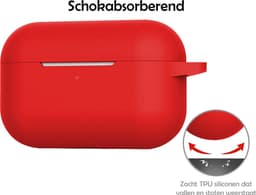 Hoesje Geschikt voor Apple AirPods Pro 2 - Siliconen Hoes met Clip - Silicone Case Cover - Rood — thumbnail 3