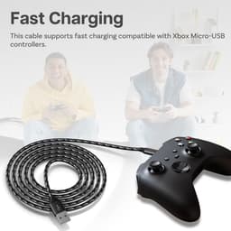 Micro-USB Kabel voor Xbox 3m Nylon Gevlochten USB-A naar Micro-B [2 Pack] van MMOBIEL – Micro USB Oplaadkabel voor Xbox Controllers 18W 480Mbps – Micro Oplaadkabel - Gaming Accessoires – Wit / Zwart — thumbnail 5