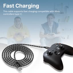 USB-C Kabel voor Xbox 2m USB-A naar Type-C [2 Stuks] van MMOBIEL – Snellader USB Kabel voor Xbox Controllers 18W 480Mbps – Nylon Gevlochten Controller Opladerkabel – Gaming Accessoires – Wit/Zwart — thumbnail 3