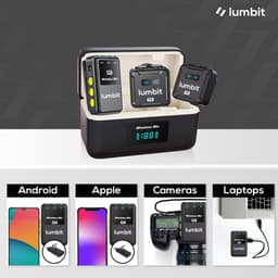 Lumbit® Pulse Pro - Draadloze Microfoon - Lavalier Microfoon - Dasspeld Microfoon met Oplaadcase - Microphone - Podcast - USB-C/Lightning/Aux - 48kHz - 120M Bereik - Plug & play - 2 Stuks - Incl. Windkapjes — thumbnail 5