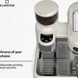 Klarstein Koffiemachine Bella Café Espressomachine met molen – 19 bar, 1550 W, 1,4 liter, geïntegreerde conische molen, melkschuimer, 2 kopjes, thermoblok, crème, roestvrij staal - voor Keuken - LED - Coffee Machine - Koffieautomaat — thumbnail 4