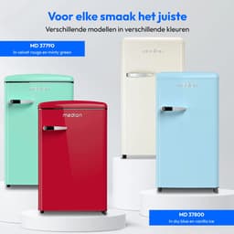 MEDION retro koel-vriescombinatie (95L koelkast, 13L 4-sterren vriesvak, 108 liter inhoud, LED interieurverlichting, traploze temperatuurregeling, retro design, MD 37790) rood — thumbnail 4