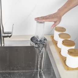 Bar Cup Washer RVS Glass Rinser for Kitchen Sink Automatische Rotary Push-Push Embedded Quick Cleaning (Kleur: Zilver) (Grijs) — thumbnail 4