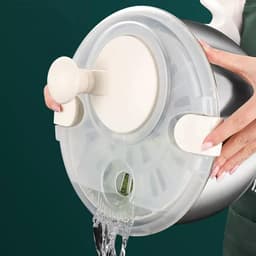 Salade Spinner - Groente Wasmachine - Salades Drogen - Ingebouwd Afvoersysteem - 6L Kom - Zilver — thumbnail 4