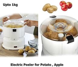 Elektrische Aardappelschiller - Groentesnijder Automatisch - Efficiënt Koken - Draaibare Veiligheidsvergrendeling - 1 kg Capaciteit - Wit — thumbnail 3