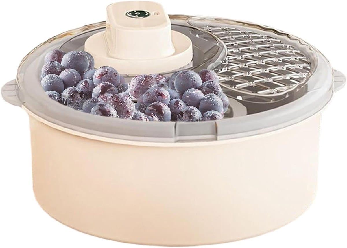 Fruitreiniger Groenteschaal - Draaidroger Salade - Groenten Fruit Wassen - Handmatig Elektrisch - 33 cm Diameter - Wit — afbeelding 1