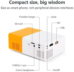 Dailygoods - Dailygoody - Projector - Draagbare thuisbioscoop - Mini beamer - Geel - 1080p Full HD - Geschikt voor smartphone, tablet en laptop - Compact ontwerp — thumbnail 2