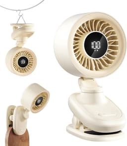 Kleine USB Tafelventilator met Clip – Mini Ventilator met Oplaadbare Batterij, Oscillatie, Timer, Traploze Snelheid & Fluisterstil – Clipventilator voor Bureau, Bed, Kantoor, Tafel & Kamperen — thumbnail 1