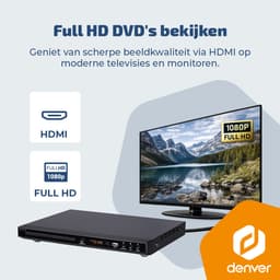 Denver DVD Speler met HDMI - Ondersteund FULL HD - CD Speler - Dolby Digital Decoder - USB / Scart - DVH1245- Zwart — thumbnail 3