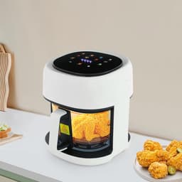 Heteluchtfriteuse - Airfryer Frituurpan - Gezond Koken - Glazen Bakmand - 33 Liter - Zwart Wit — thumbnail 3