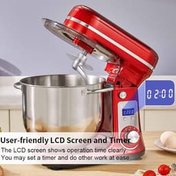 Keukenmixer Kantelkop - Mixer Deegmachine - Bakken Maken - Stil en Krachtig - 6L Kom - Zilver — thumbnail 5