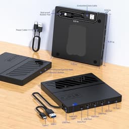 Externe DVD Brander - CD/DVD Station - Bestanden Overzetten - 4 USB Poorten - Extern - Zwart — thumbnail 4