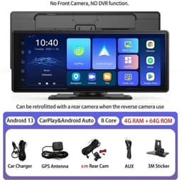E64 - Dashcam voor Auto - WiFi - Dashcams - FullHD video - Super compact - Parkeermodus - 16:9 - 10.26 inch Scherm - Met Achteruitrijcamera - Zwart — thumbnail 5