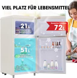Retro Koelkast Wit - Tweekoers Minikoelkast 72 Liter - Tafelmodel Koelkast met Vriesvak en LED Verlichting - Energieklasse E — thumbnail 5