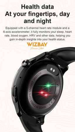 WizBay Premium Select® Smartwatch GPS Offline Map – 1.43 inch AMOLED – Dual Frequency L1+L5 GPS – Kompas Altimeter Barometer – 3ATM/IP68 Waterproof – Bluetooth Bellen – Sport Smartwatch Android iOS – Zwart — thumbnail 5