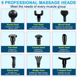 Massagepistool Spierherstel - Deep Tissue Gun - Spierpijn Verlichten - 30 Snelheden 9 Kopper - 800 gram - Zwart — thumbnail 4