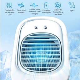 VHV-Mobiele Airco Mini - Compacte Nevelventilator met USB - Krachtige Luchtkoeler met Luchtbevochtiger - Stille Draagbare Tafelventilator voor Studentenkamer, Kantoor, Slaapkamer en Bureau — thumbnail 5