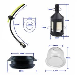 Dailygoods- Brandstoffilter Set 4 Stuks - Brandstofslang 27.5 cm - Brandstofslang 15 cm - Universele Onderdelen - Hoogwaardige ABS/Rubber - Geschikt voor 18 mm Motoren — thumbnail 3