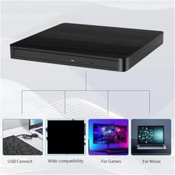 Externe DVD Brander - CD VCD Lezer - Bestanden Archiveren - USB 3.0 Type C - Slank Ontwerp - Zwart — thumbnail 3