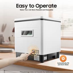 Vaatwasser - Vrijstaand - Slimme tafel-vaatwasser - Bestekmandje - voor thuiskeuken - Draagbaar - Aanrecht - Automatische vaatwasser - 220V - 1500W - Capaciteit 41-60L - Wit — thumbnail 1