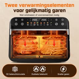 Saikefy Airfryer XXL - 11 L - 8Programma's - Dubbele Mand - Flexible Basket - Voor Pizza - Tot 8 Personen - Zilver — thumbnail 2