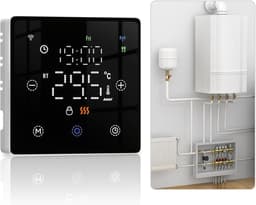 Slimme Thermostaat - Digitale Regelaar - Verwarming Instellen - App en Spraakbesturing - 8.6x2.5cm - Zwart — thumbnail 1