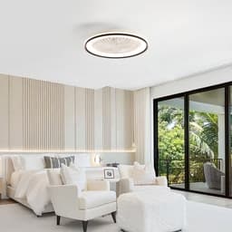 Re-purelife® Koel Zomer Collectie compacte plafondventilator voor slaapkamer, werkkamer of compacte woonkamer | ventilator met ABS | afstandsbediening, 6 snelheden en winterstand | 18W LED | rustige moderne uitstraling wit 48 × 48 × 13 cm — thumbnail 5