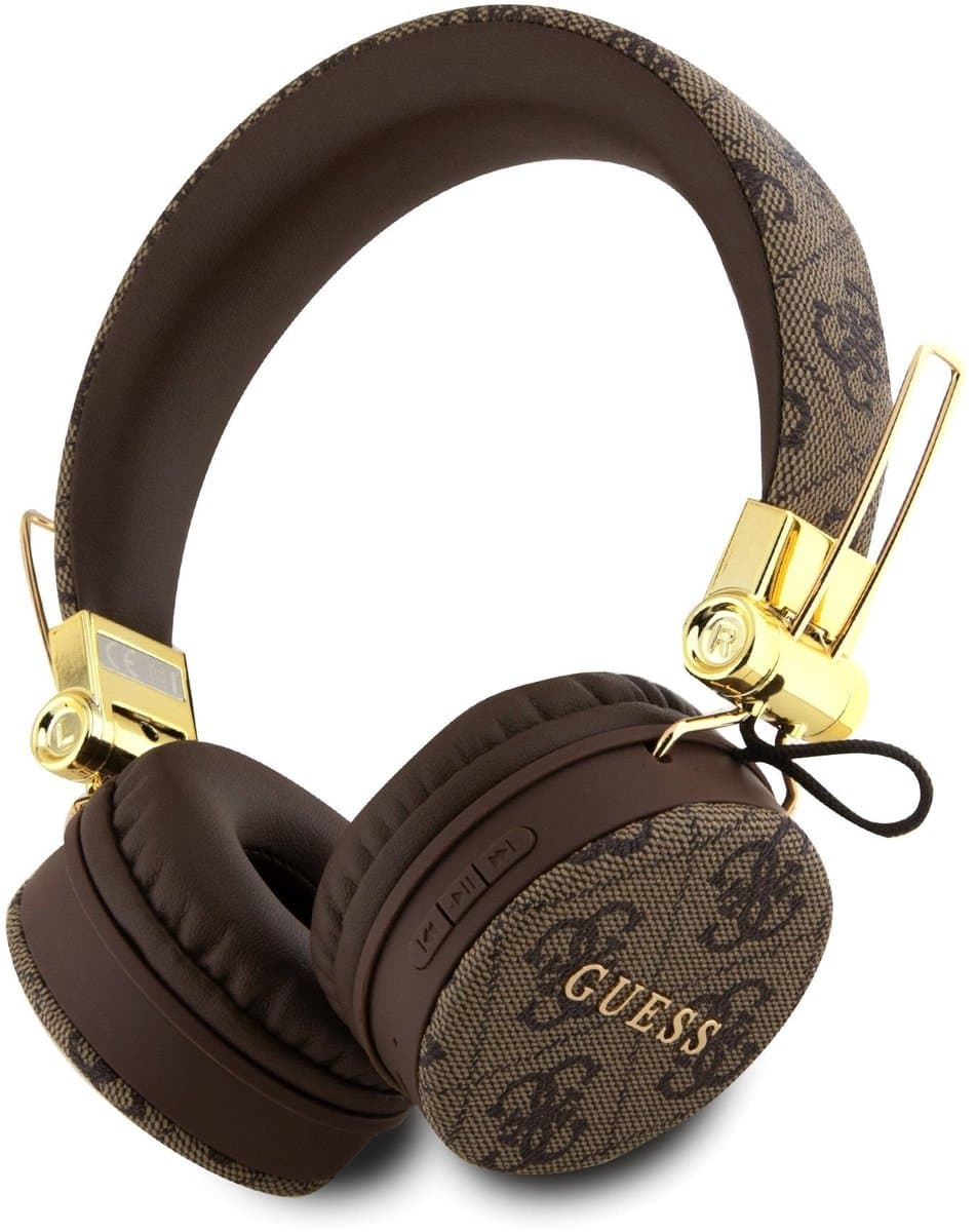 Guess PU Leather 4G Metal Logo Headphone - Geschikt voor Bluetooth Smartphones - Bruin — afbeelding 1