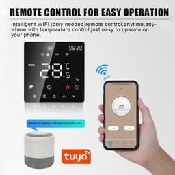 Slimme Thermostaat - Kamerthermostaat Verwarming - Vloerverwarming Bediening - WiFi Spraakbesturing - 86x86x40 mm - Zwart — thumbnail 4