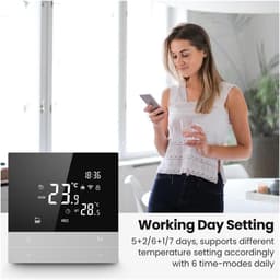 Slimme Thermostaat - Temperatuurregelaar - Comfort Verwarmen - App Bediening - 16A Max - Wit — thumbnail 5