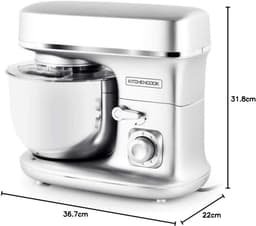 Keukenmachine - Mixer Robot - Bakken en Mixen - Planeetbeweging - 5 Liter Kom - Zilver — thumbnail 2