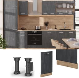Vaatwasserpaneel voor Geïntegreerde Afwasmachine - 45 cm Breed - Zwart Beton Look — thumbnail 3