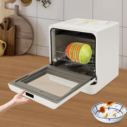 Mini Vaatwasser - Tafelmodel Apparaat - Snel Servies Reinigen - Twee Reinigingsniveaus - 6-8 Stukken - Wit — thumbnail 5