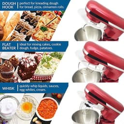 Elektrische Keukenmixer - Keukenrobot Garde - Bakken en Koken - 6 Snelheden 1500W - 4.0L Kom - Rood — thumbnail 5