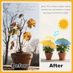 3 stuks plantenparaplu's voor buitenplanten, buigzame tuinparaplu's inclusief geel, roze en blauw voor tuinbedden, potgroenten en fruit — thumbnail 3